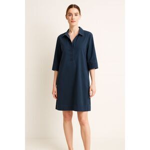 Lafayette 148 Blue Denim Short cuffed sleeve Front pockets Shirt dress Size M
